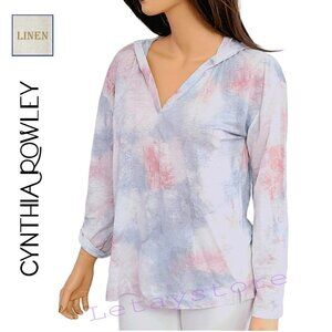 NWT Beautiful  CYNTHIA ROWLEY Linen Tie Dye Lightweight Top Hoodie